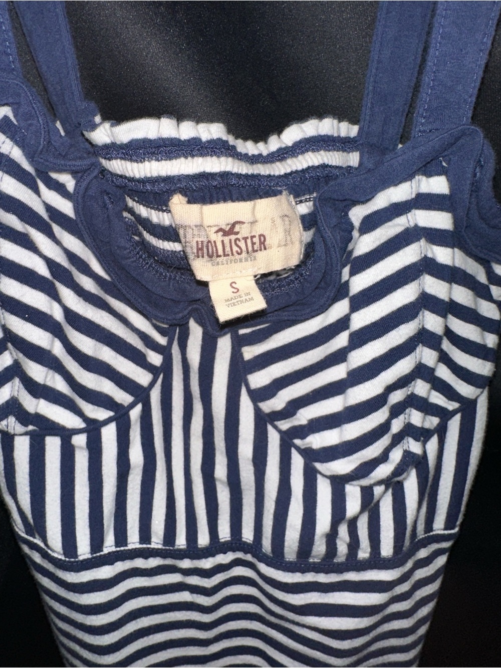 Hollister Navy & White Striped Babydoll Top Vintage - Picture 4 of 4